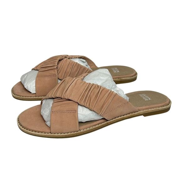 EILEEN FISHER sandals Womens 8.5 Toffee Cream Slide Cross Cross Flat Nubuck NEW - Picture 8 of 9